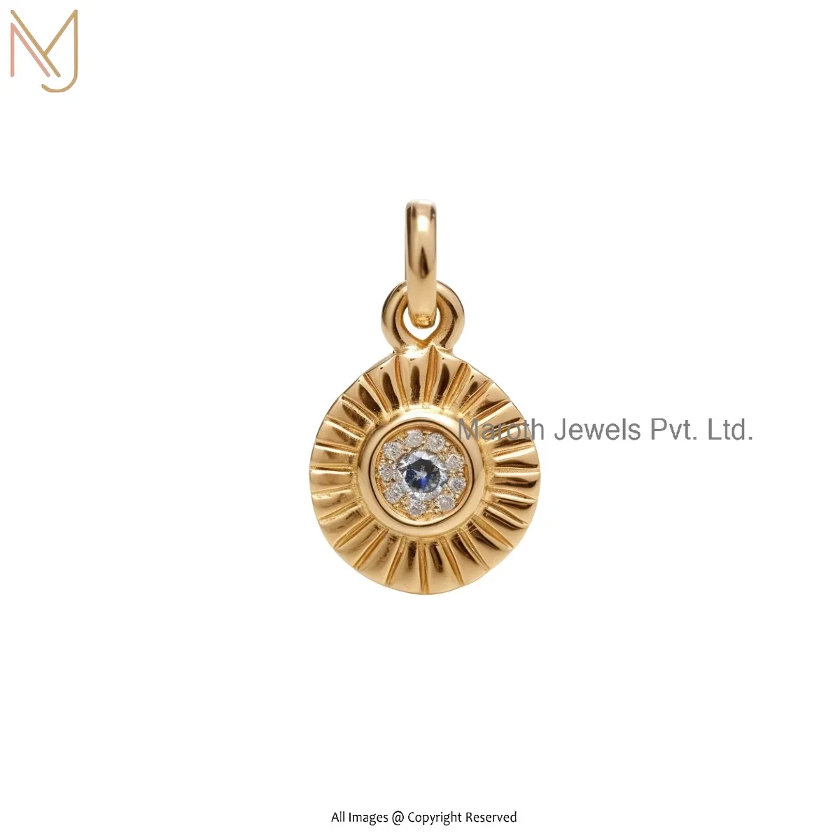 925 Silver Yellow Gold Plated Diamond & Moissanite Evil Eye Pendant Manufacturer