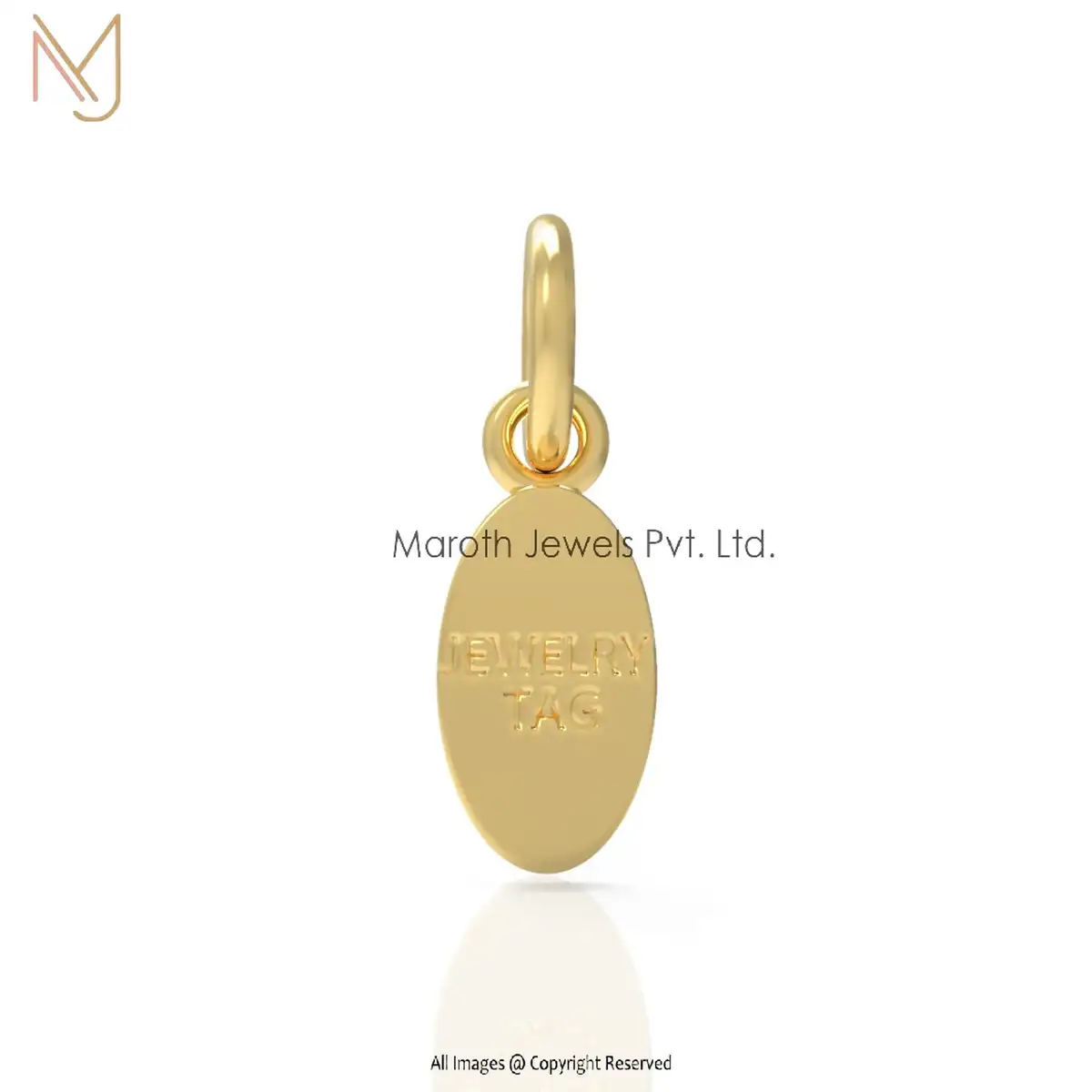 925 Silver Yellow Gold Plated Oval TAG Pendant Manufacturer