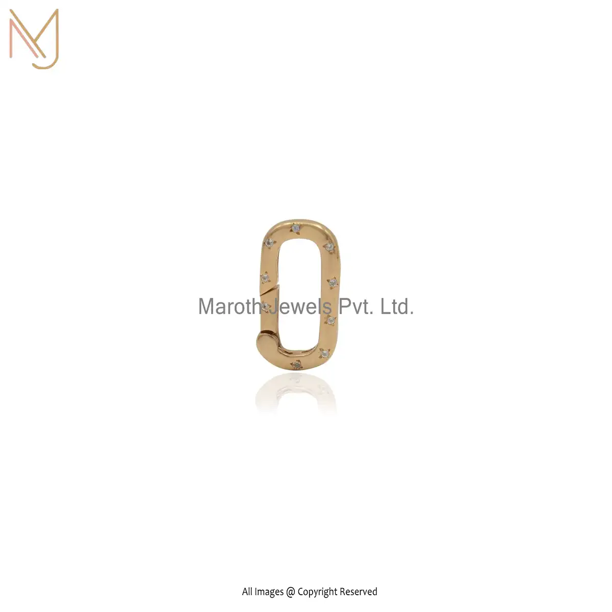 14k Yellow Gold Diamond Oval Push Lock Jewelry suppiler