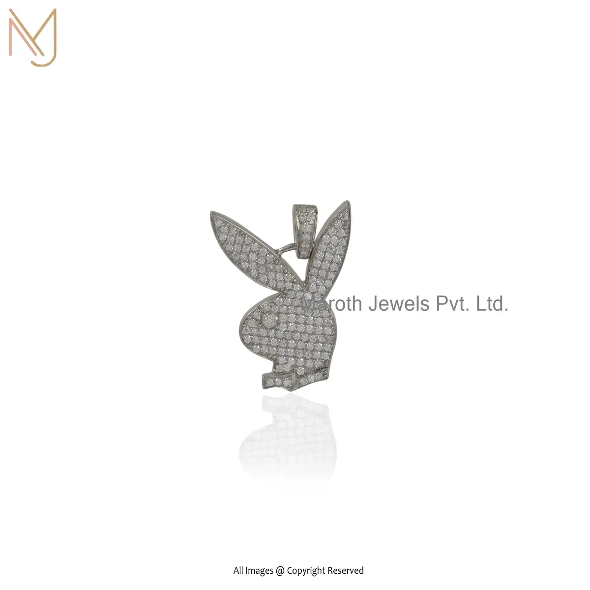 925 Silver Natural Silver Plated Cubic Zircon Bunny Pendant Jewelry Supplier