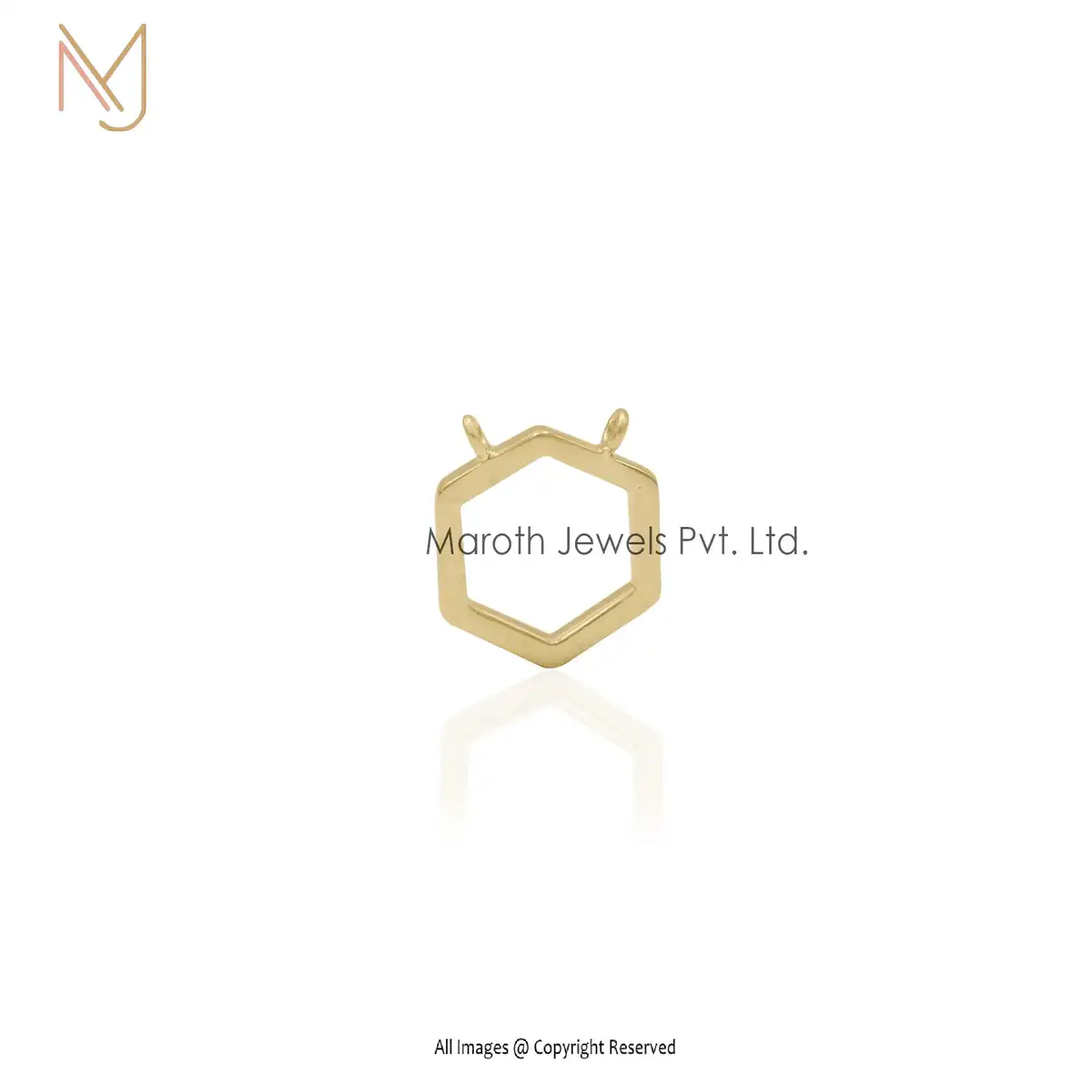 Private Label 14K Yellow Gold Hexagon Charm Holder