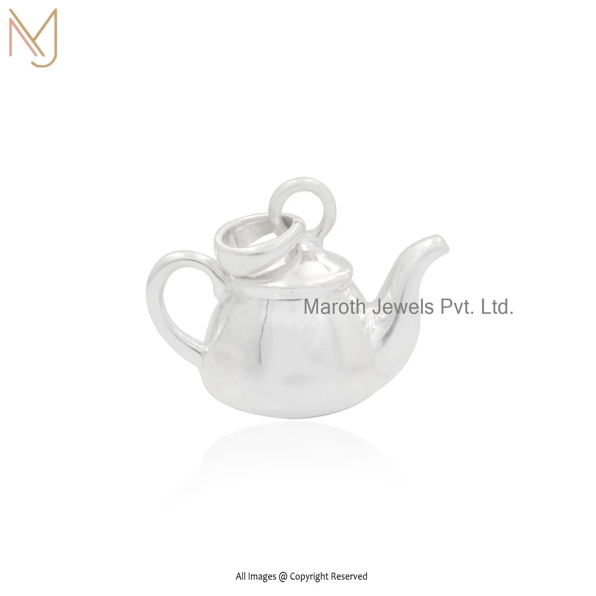 925 Silver Natural Silver Plated Teapot Pendant Custom Jewelry