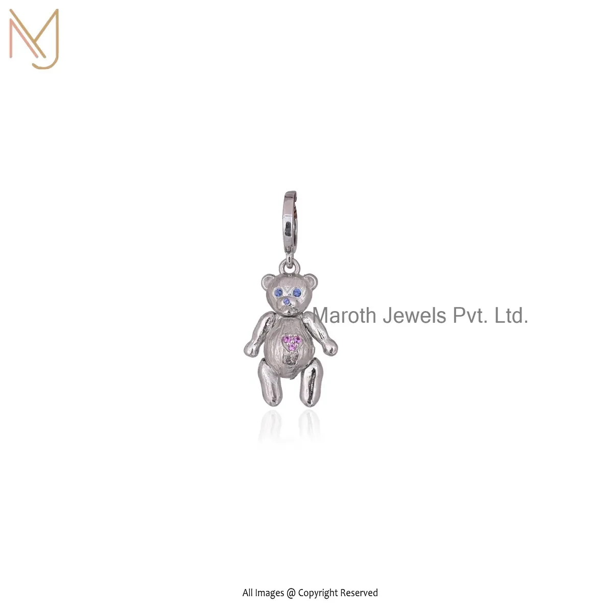 14K Yellow Gold Cubic Zircon Teddy Bear Charm Pendant Manufacturer
