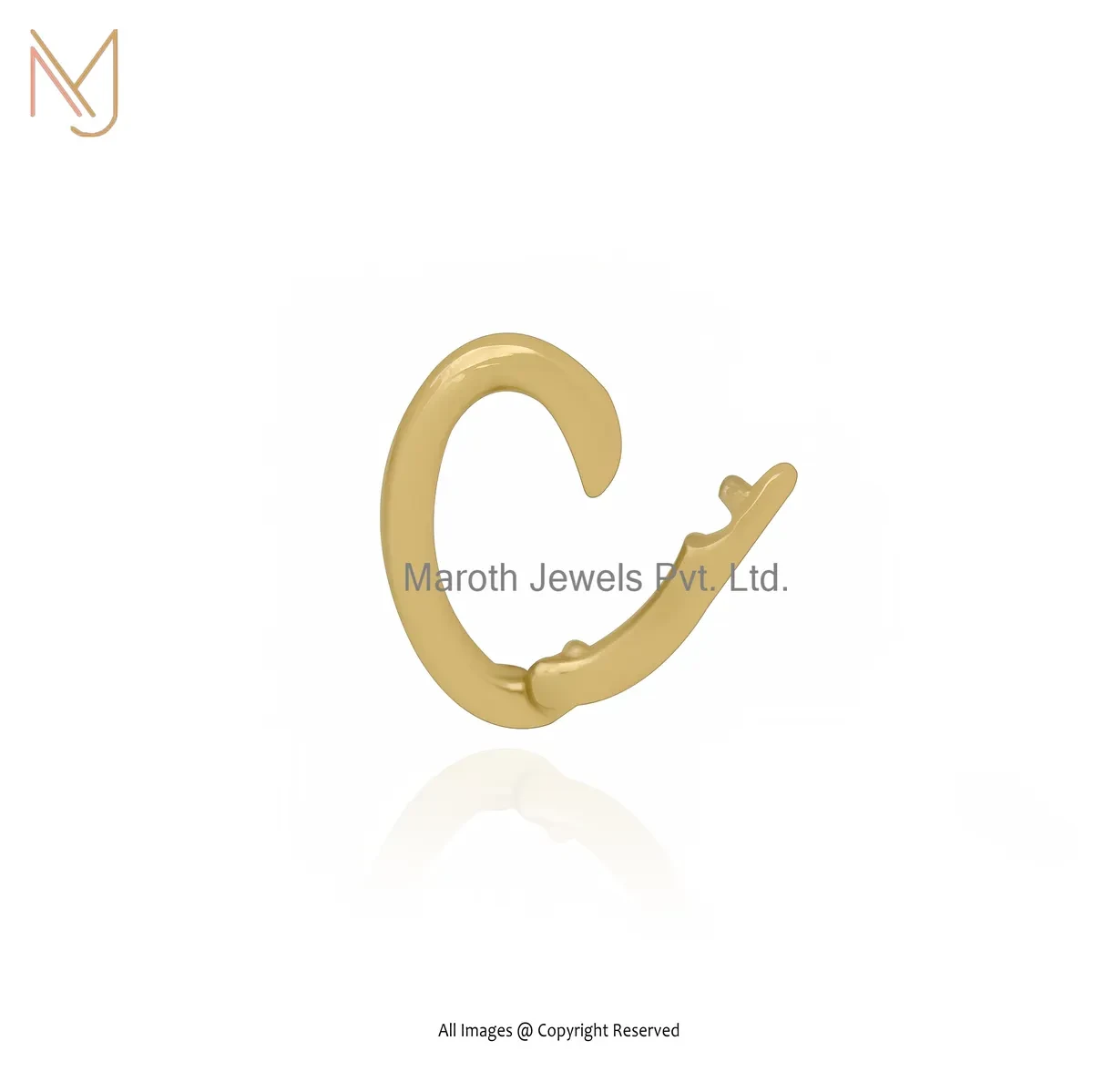 Private Lable 14K Yellow Gold Hinged Oval Bail Enhancer Charm Holder Jewelry