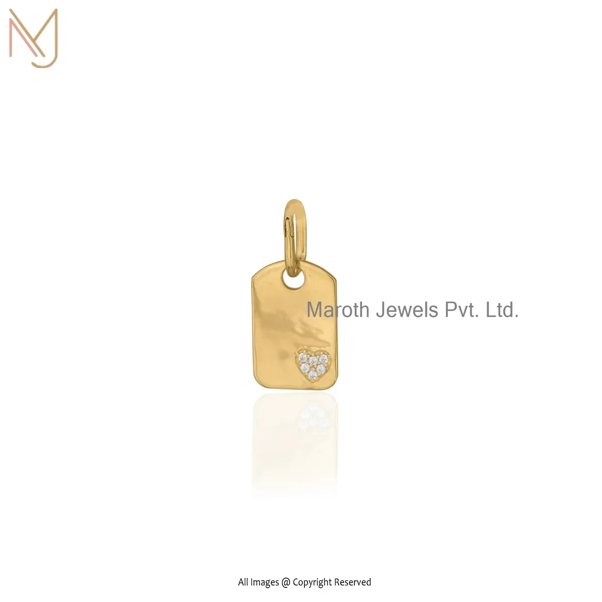 14K Yellow Gold Cubic Zircon Diamond Dog Tag Pendant Jewelry Supplier