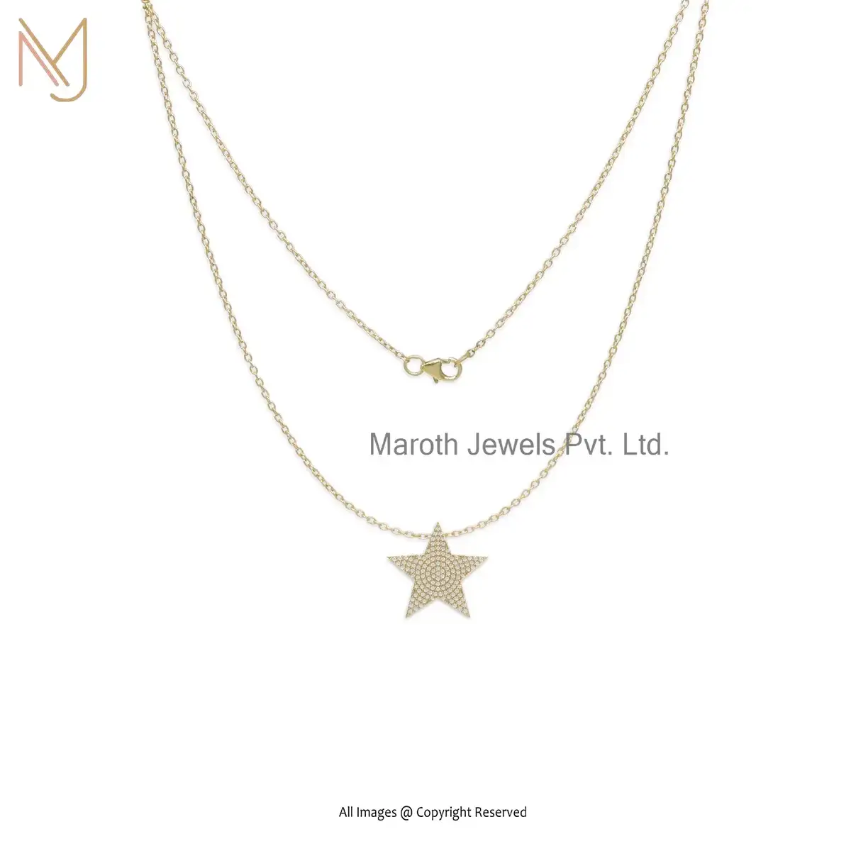 14K Yellow Gold Cubic Zircon Star Charm Pendant Jewelry Supplier