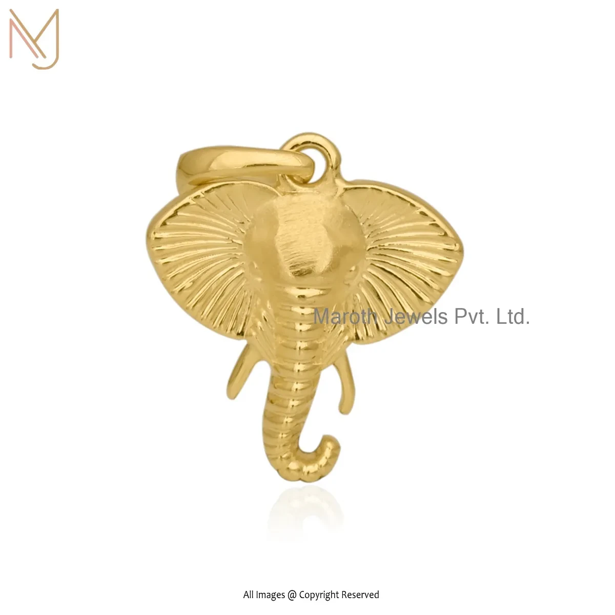 925 Silver Yellow Gold Plated Elephant Head Charm Pendant Manufacturer