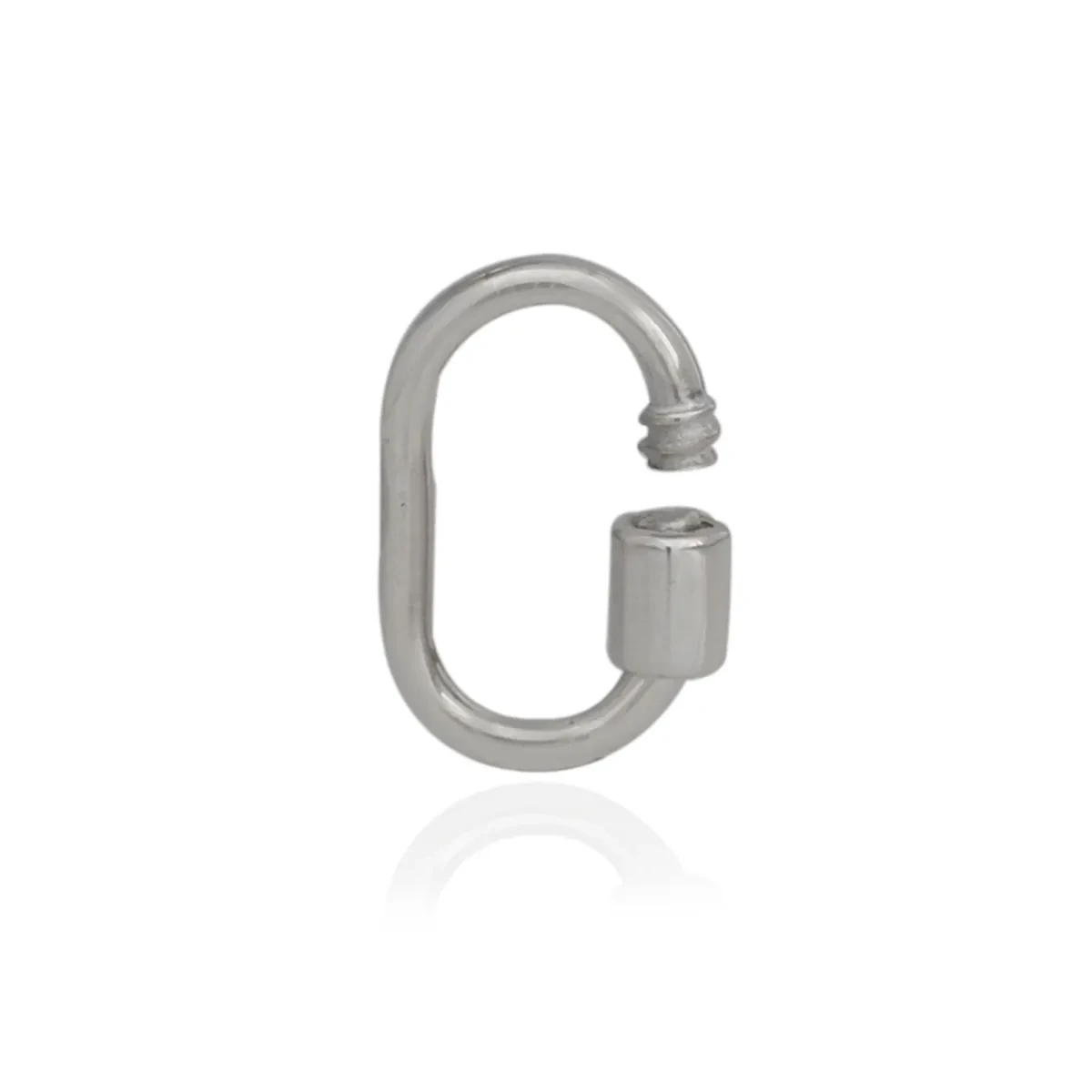 14K White Gold Oval Shaped Carabiner Lock Custom Jewelry
