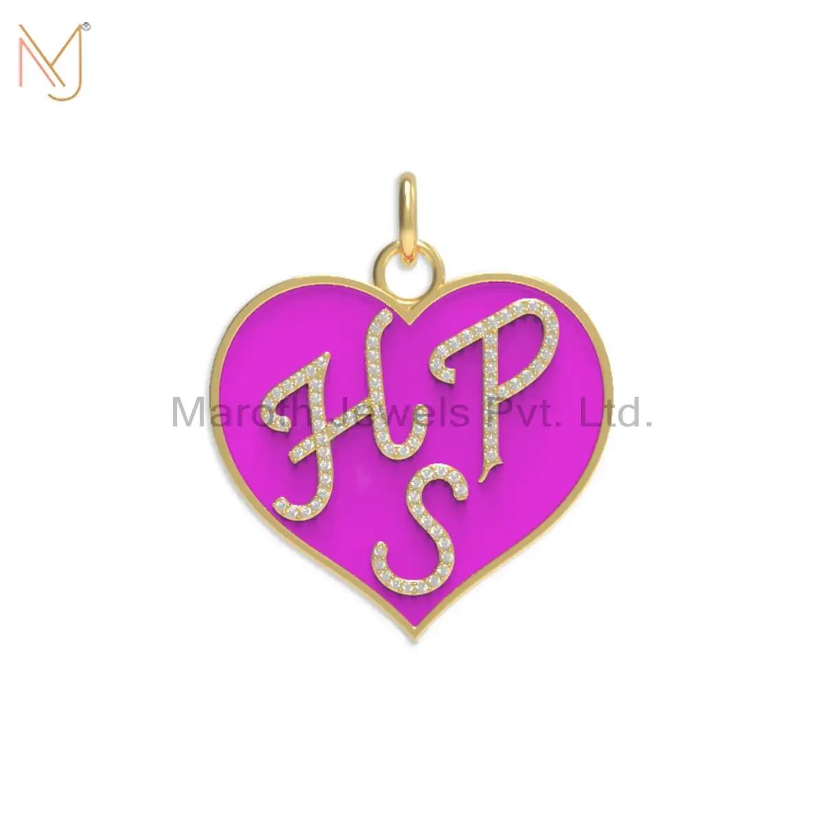 14K Yellow Gold Diamond And Turquoise & Heart Charm Pendant Jewelry Manufacturer