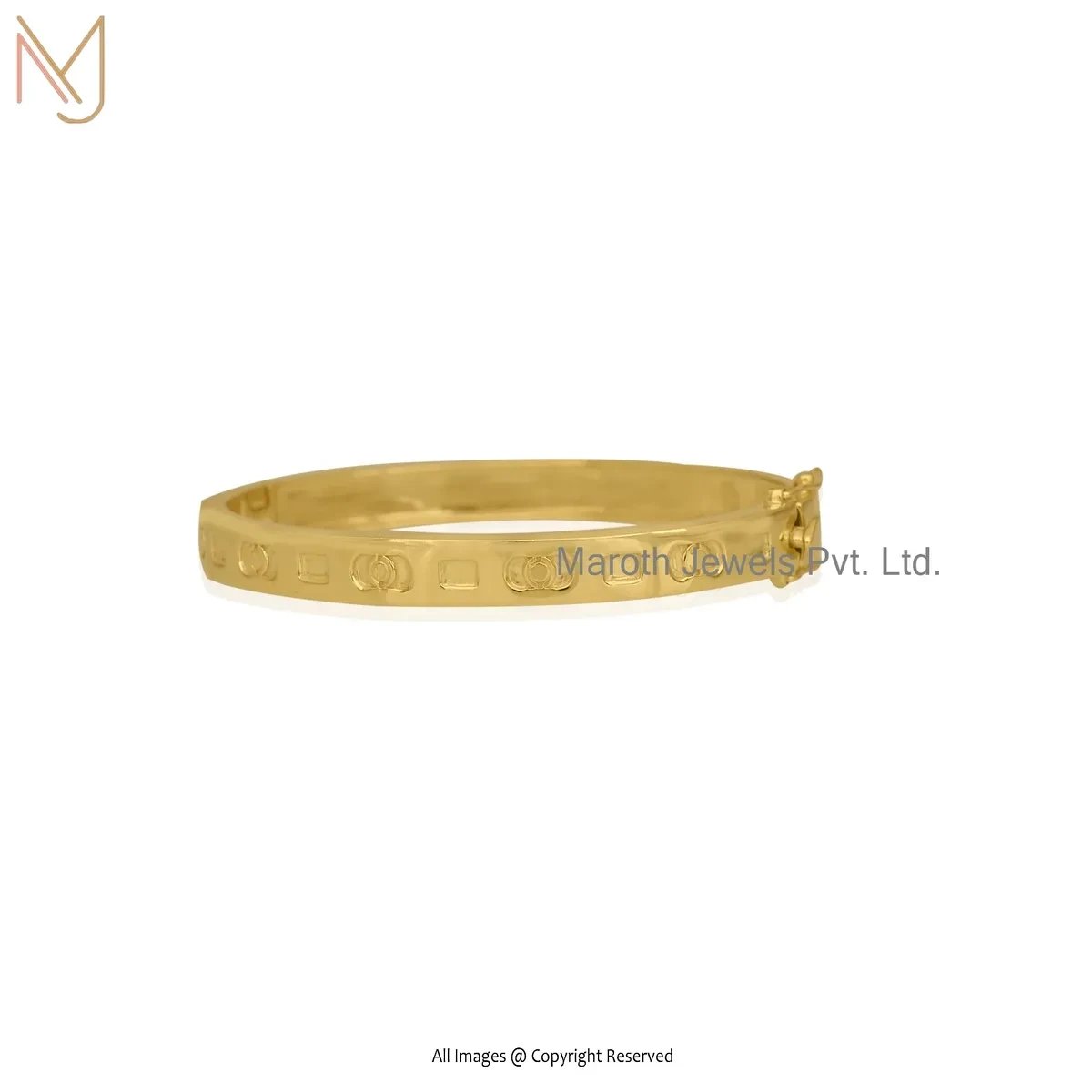 925 Silver Yellow Gold Plated Round Disc Bangle Jewelry Manufacturer