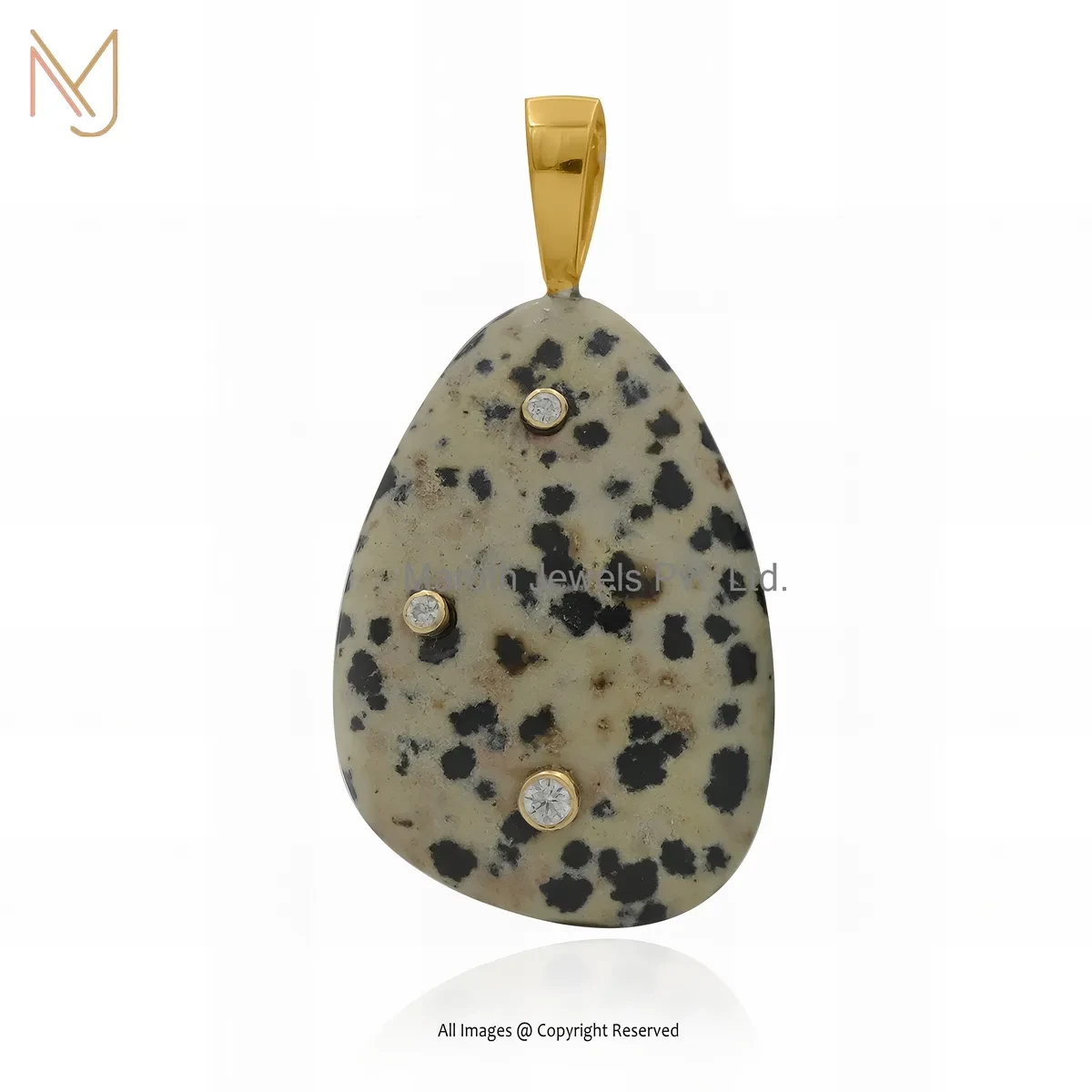 Private Lable 925 Silver Yellow Gold Plated Cubic Zircon & Amazonite Gemstone Teardrop Pendant