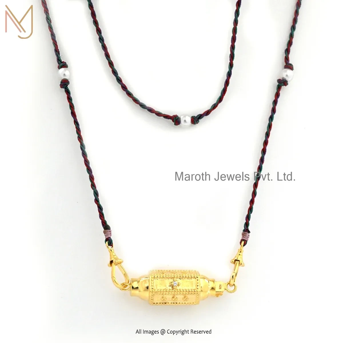 925 Silver Yellow Gold Plated Multi Cubic Zircon Amulet Pendant Jewelry Supplier