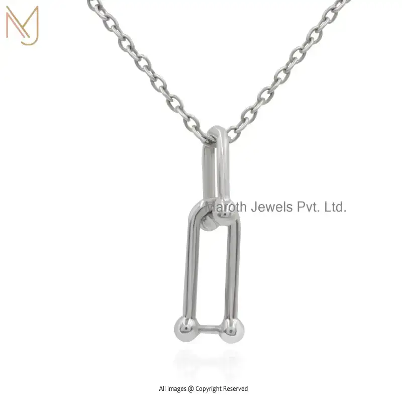 14K White Gold Lock Loop Pendant Jewelry Custom Jewelry