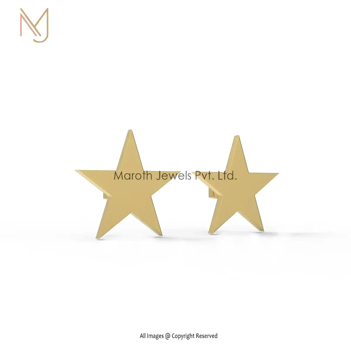 925 Silver Yellow Gold Plated Star Design Stud Earring Jewelry  Manufacturer