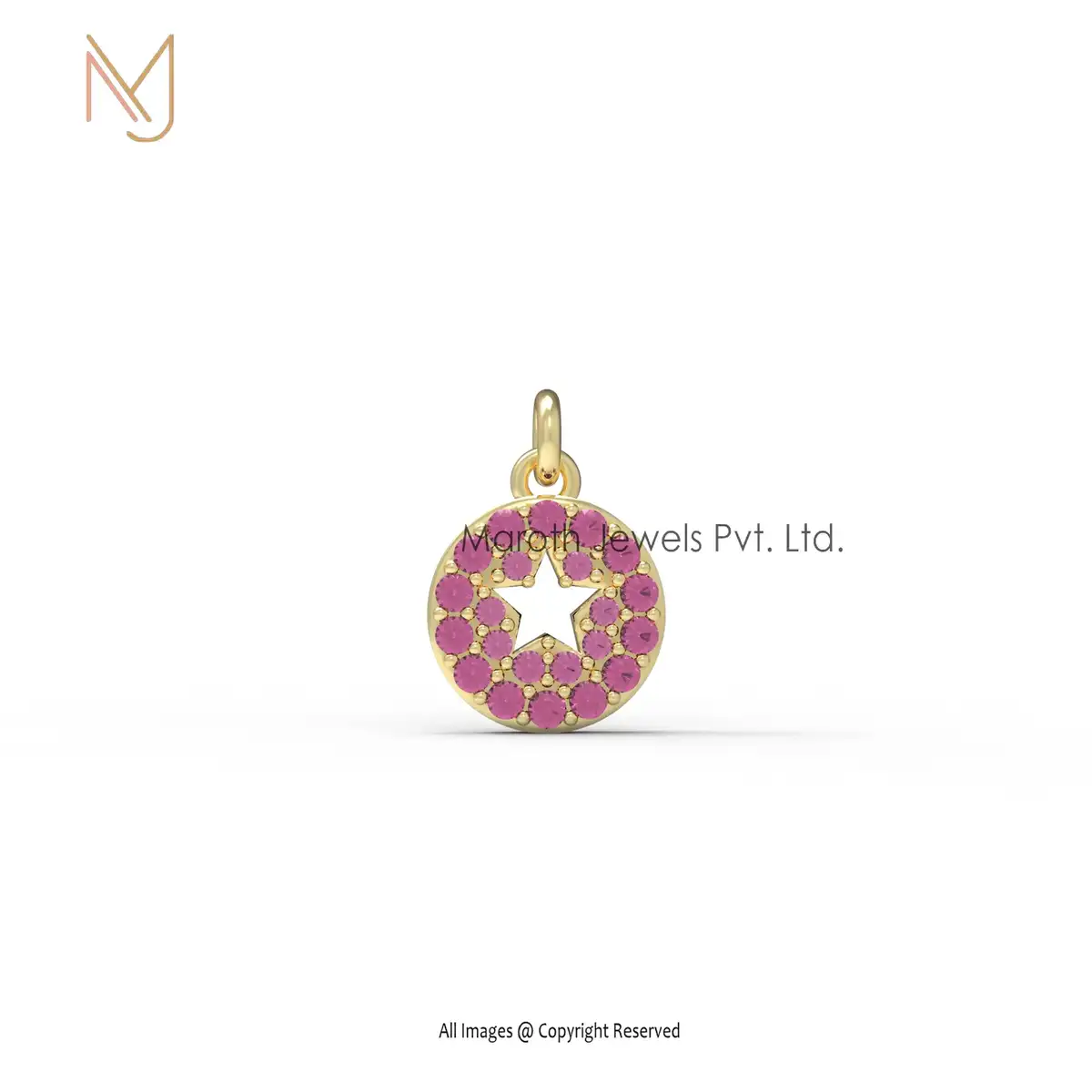 925 Silver Yellow Gold Pave Diamond Star Disc Charm Pendant Jewelry USA