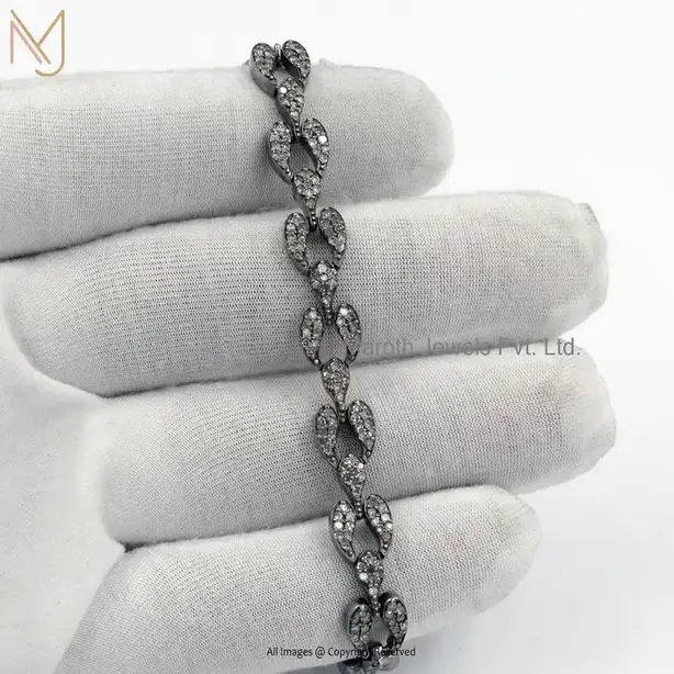 Wholesale 925 Sterling Silver Rhodium Plated Pave Diamond Tear Drop Bracelet