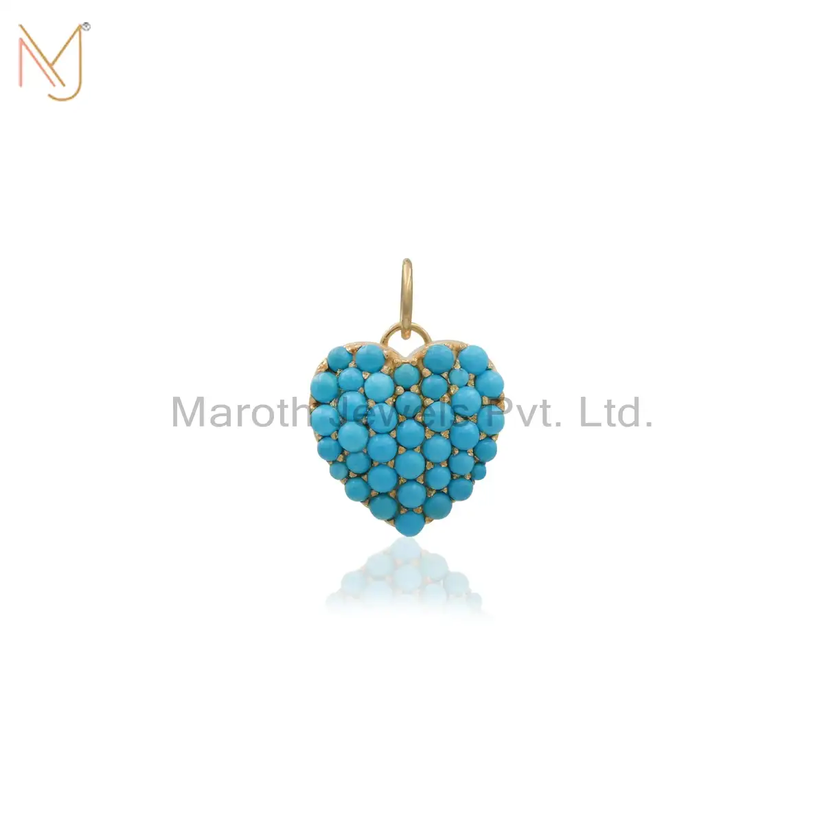 Wholesale 925 Silver Natural Silver Turquoise Heart Pendant Jewelry