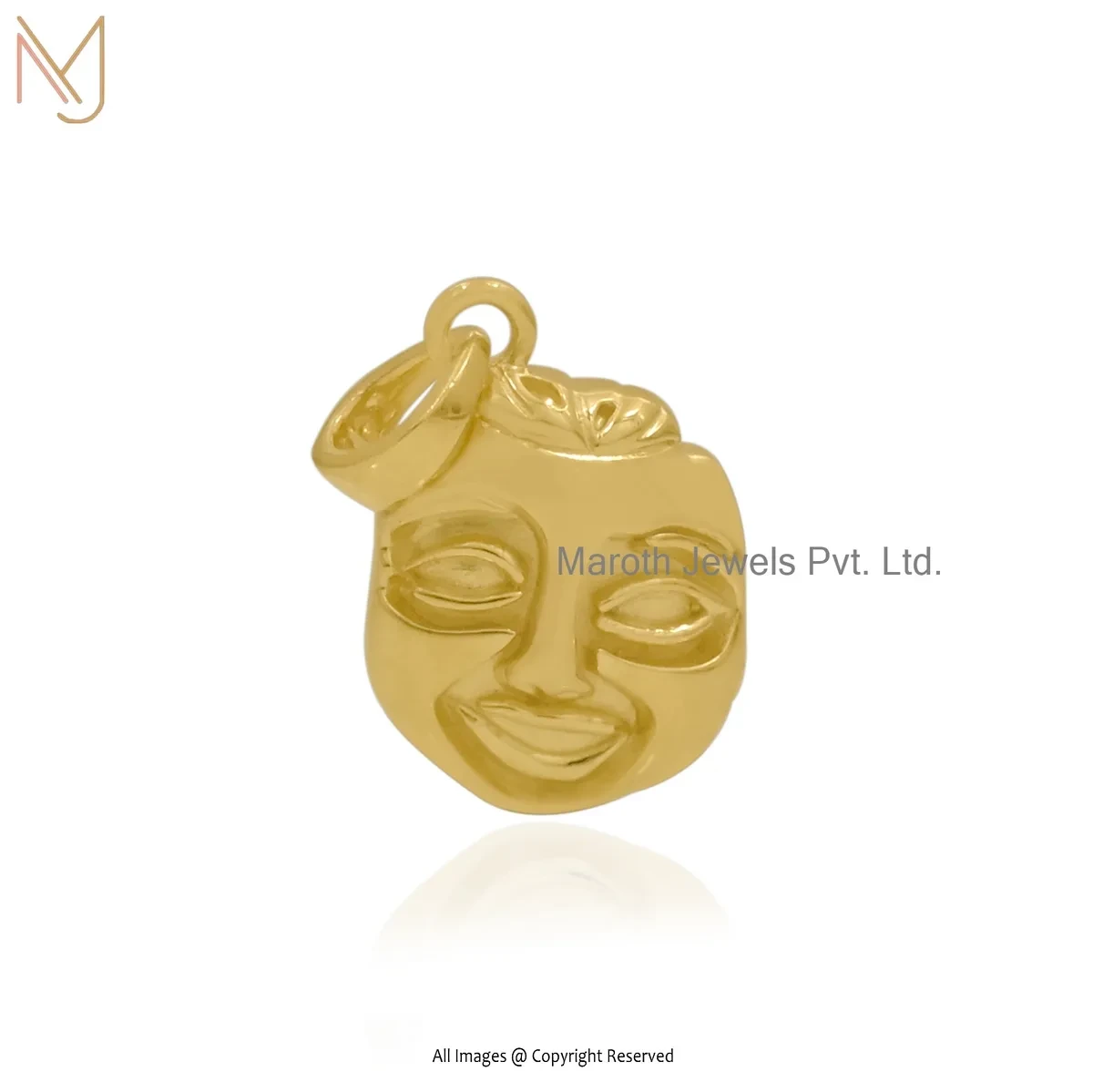 14K Yellow Gold Theater Mask Pendant Jewelry Supplier