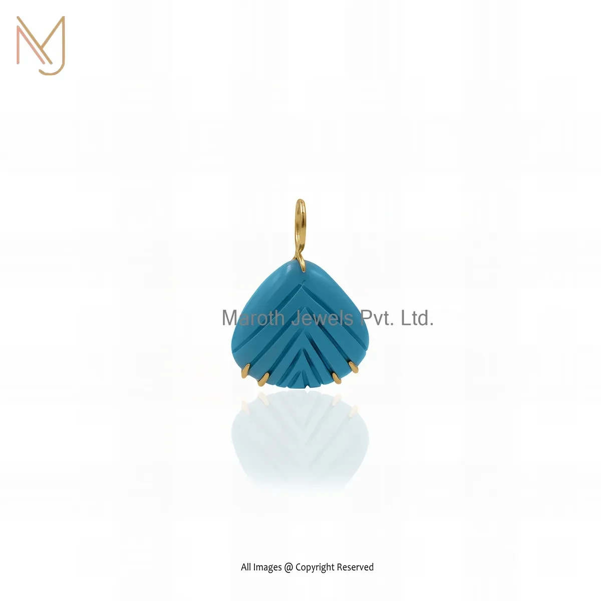 925 Silver Yellow Gold Plated Turquoise Shell Pendant Custom Jewelry