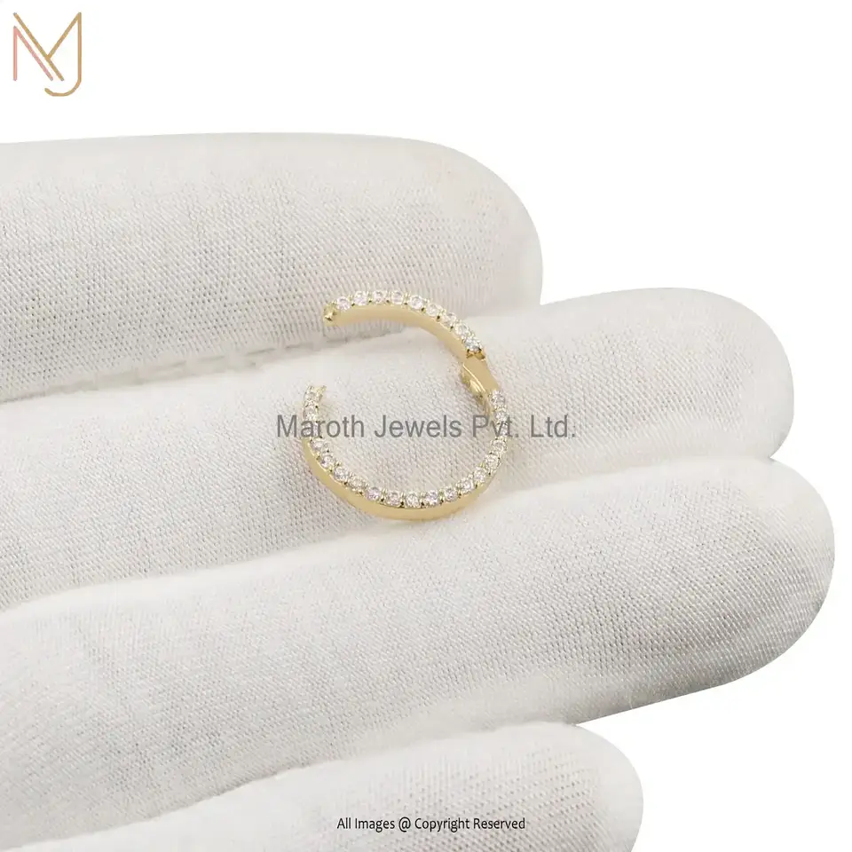 Private Label 14k Gold Diamond Round Charm Holder Enhancer Jewelry