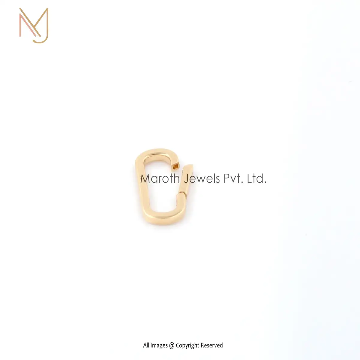 14K Yellow Gold Oval Charm Holder Custom Jewelry