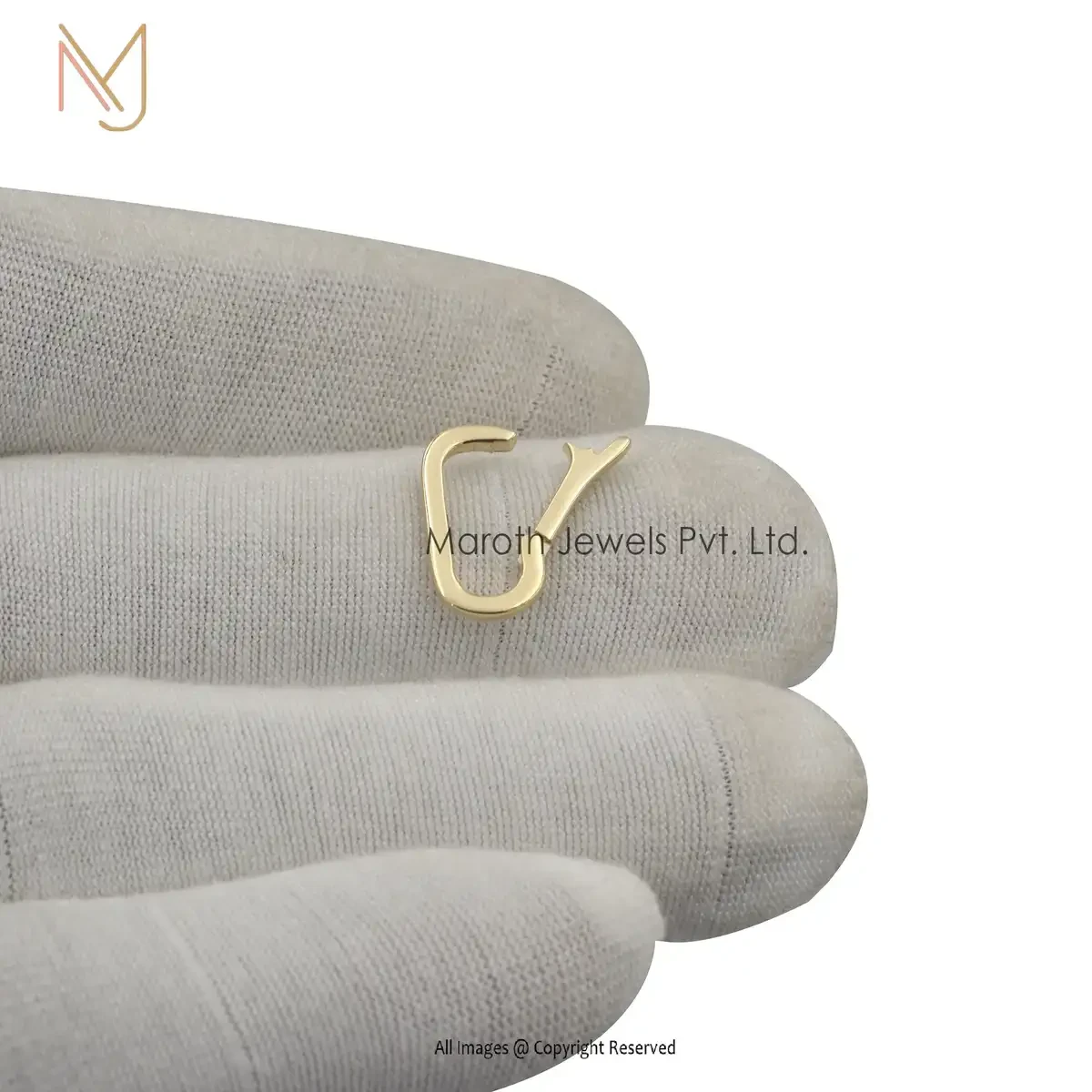 925 Silver Yellow Gold Plated Enhancer Lock Charm Holder Jewelry Supplier