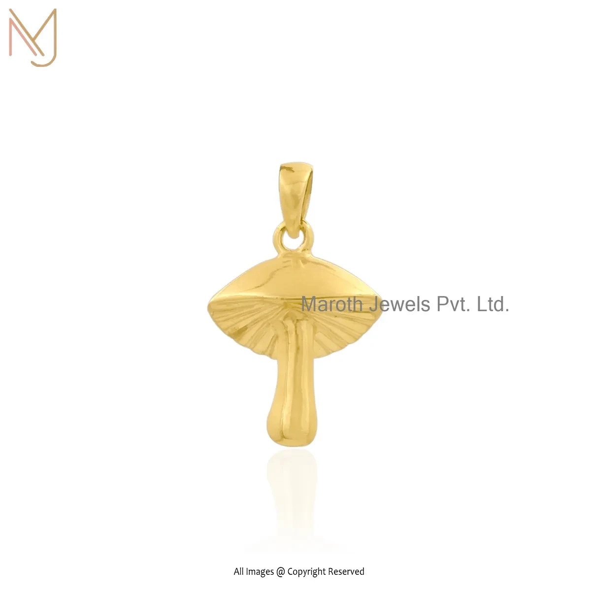 14K Yellow Gold Mushroom Pendant Jewelry Supplier