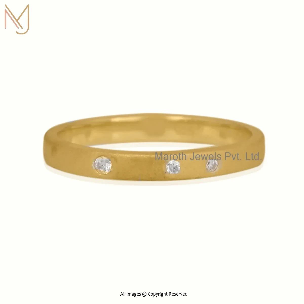 Wholesale 14K Yellow Gold Round Disc Diamond & Moissanite Band Ring