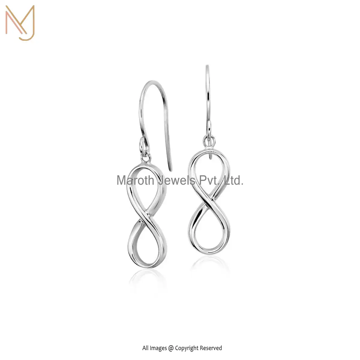925 Silver Natural Silver Infinity Drop Earrings Manufacturer