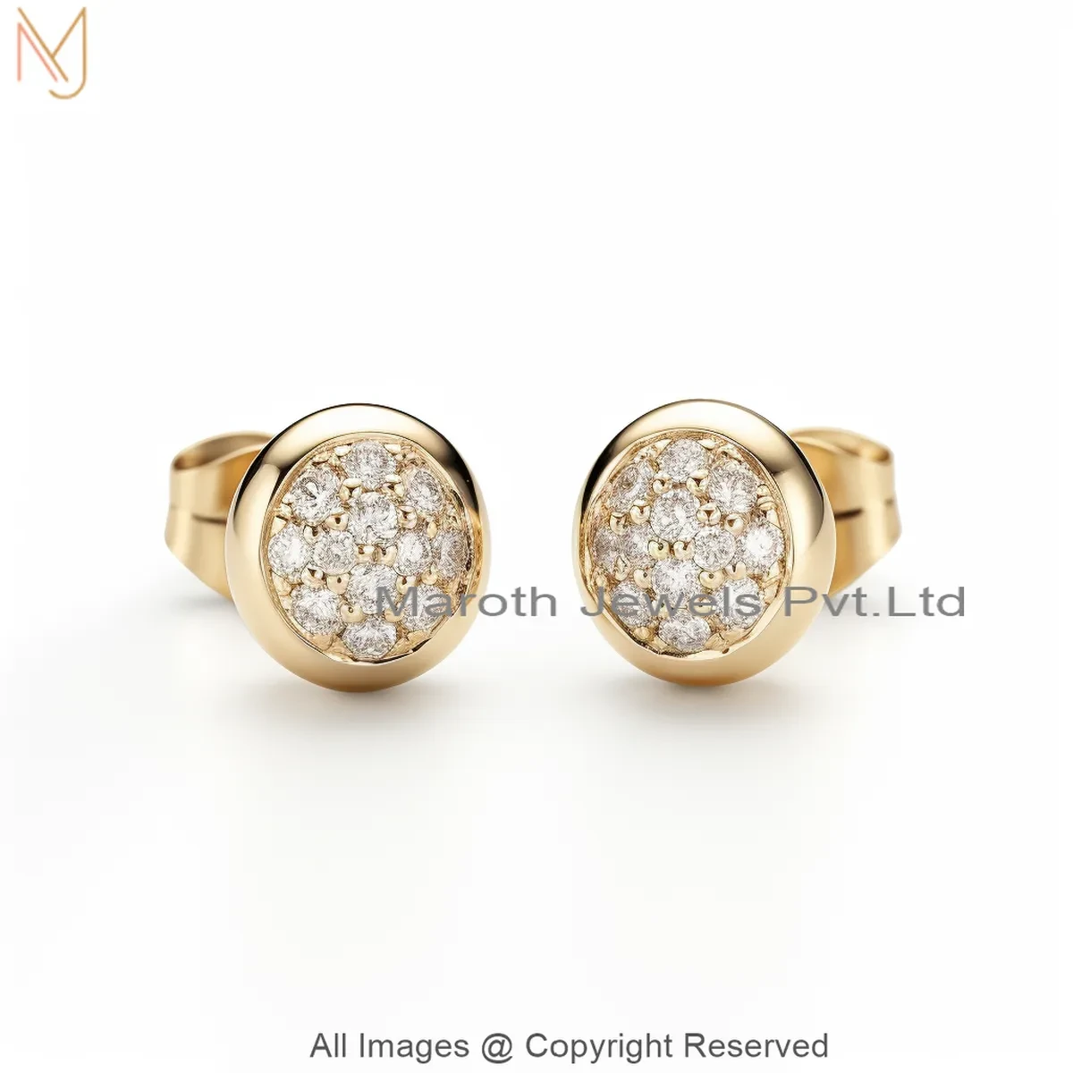 Wholesale 14K Yellow Gold Moissanite Classic Gold Diamond Cluster Stud Earring