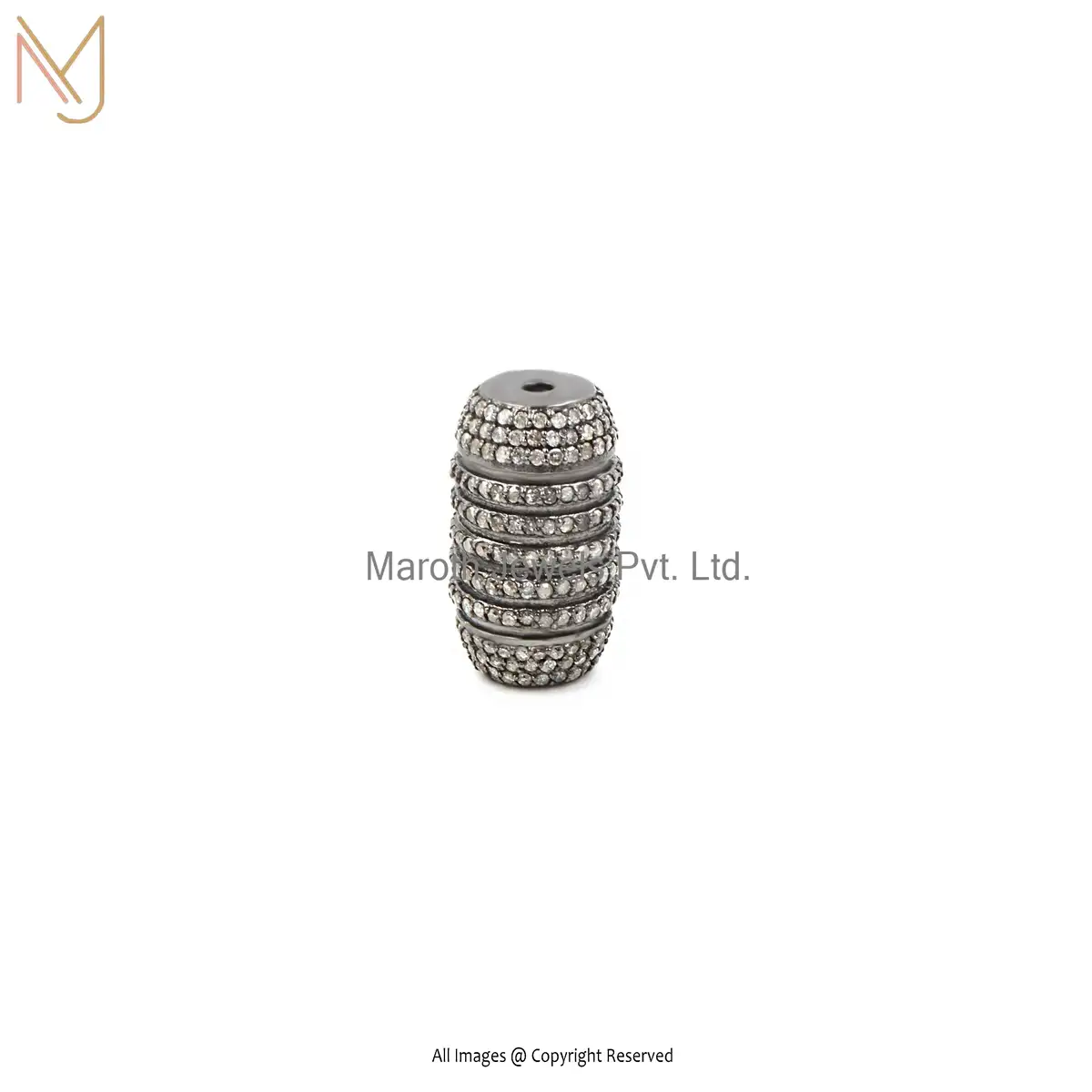 925 Silver Rhodium Plated Pave Diamond Beads Finding Jewelry Manufacturer