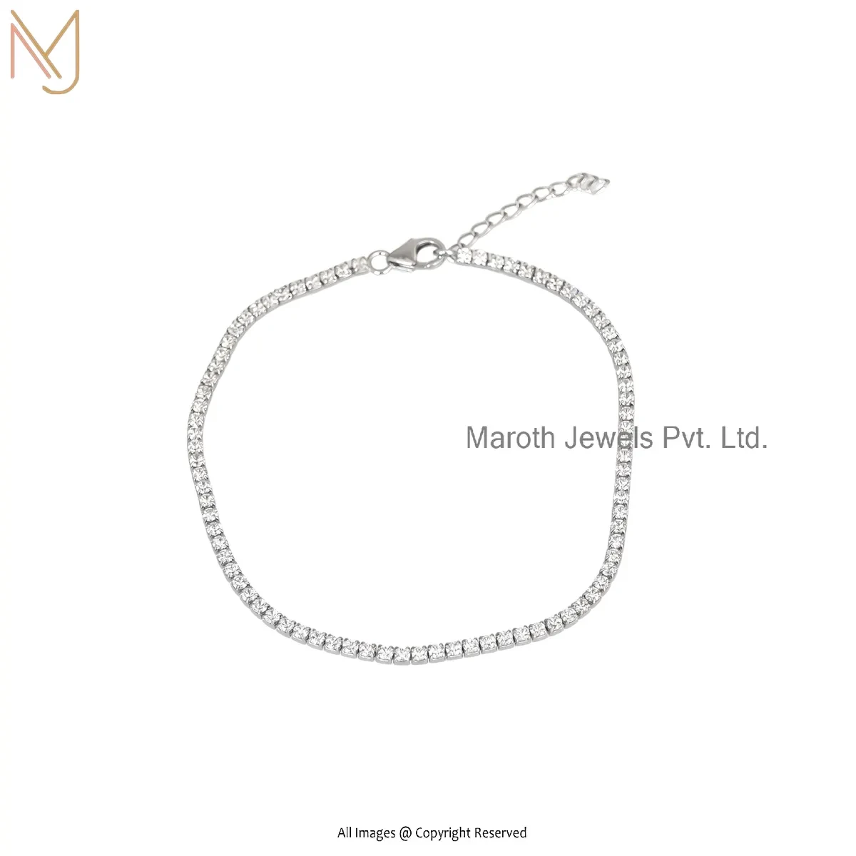 14K White Gold Cubic Zircon Tennis Bracelet Manufacturer