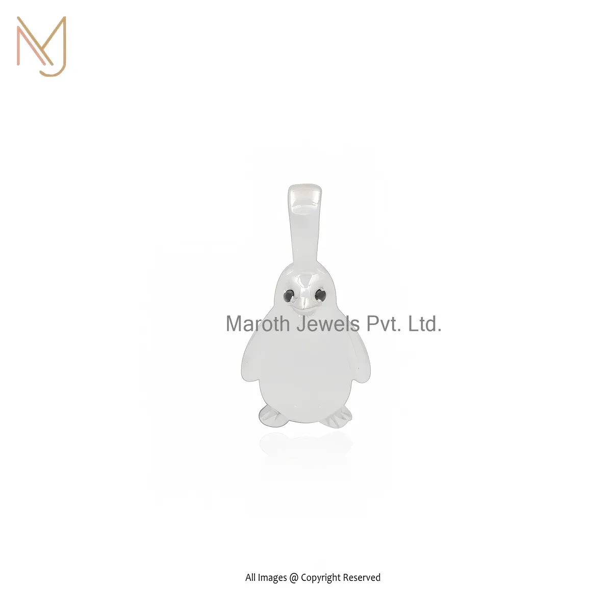 925 Silver Natural Silver Plated Black Cubic Zircon Penguin Pendant Custom Jewelry